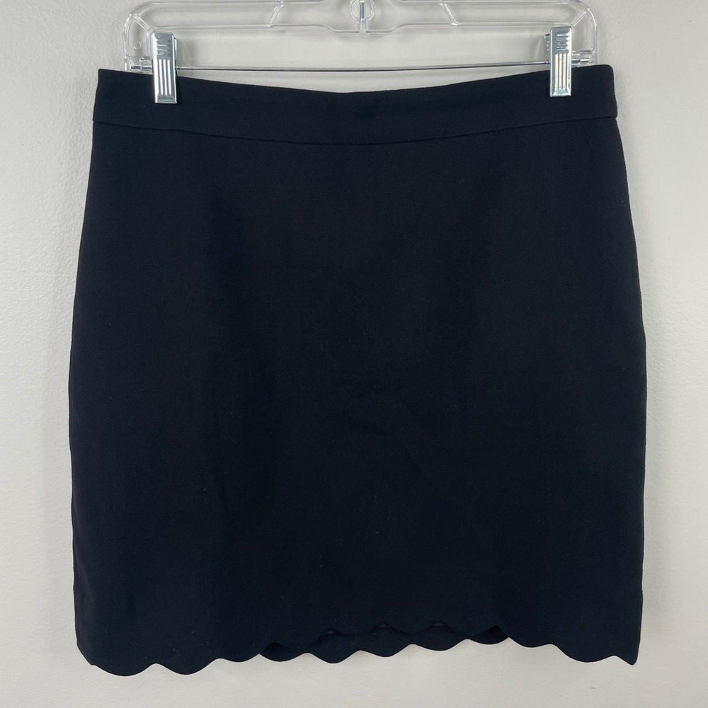 Loft Outlet Womens Black Scalloped Hem Pencil Skirt Size 6 Business Casual